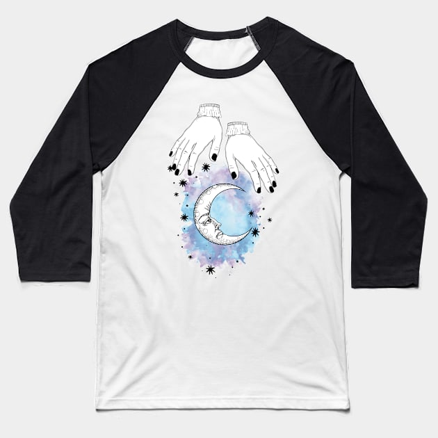 Boho Moon Art Baseball T-Shirt by BWXshirts